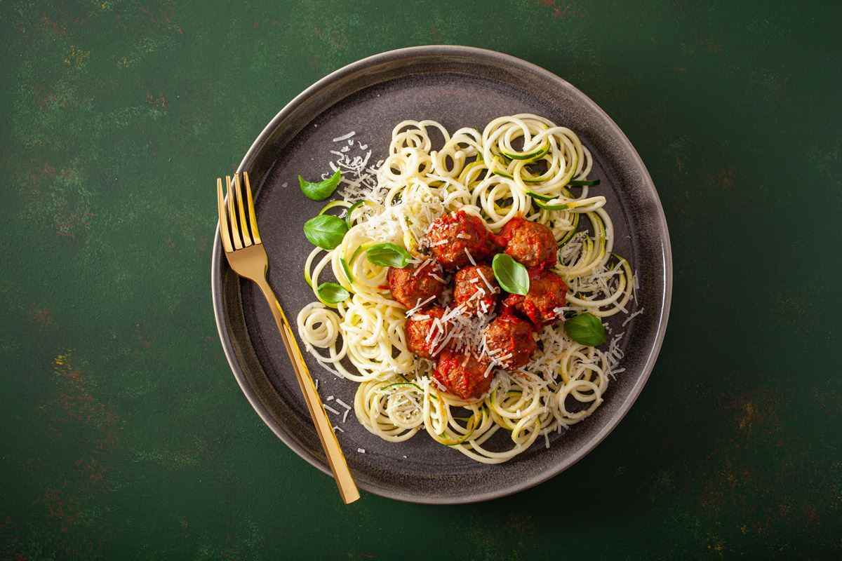 Eggplant Meatballs with Zucchini Noodles