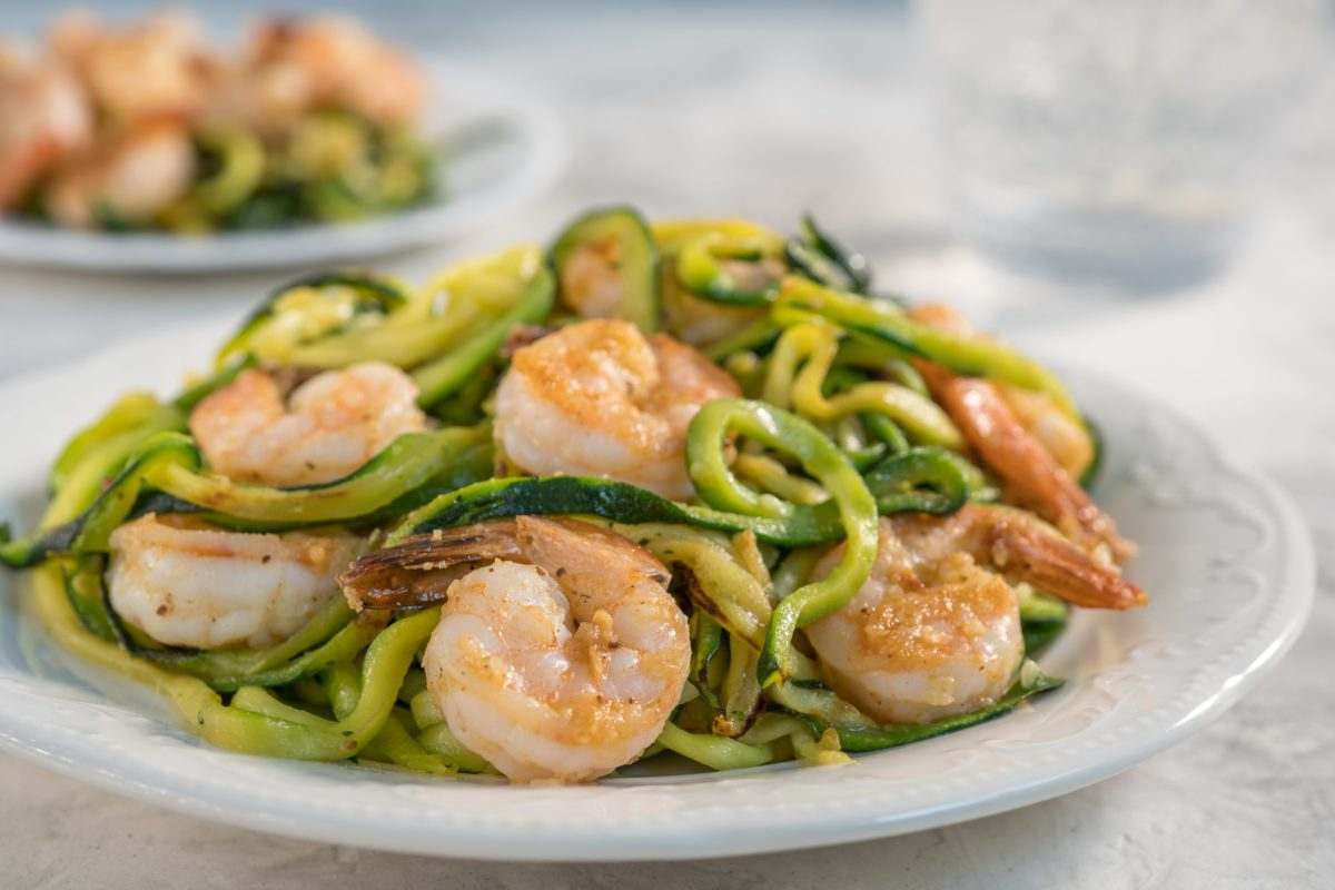 Zucchini Noodles and Shrimp