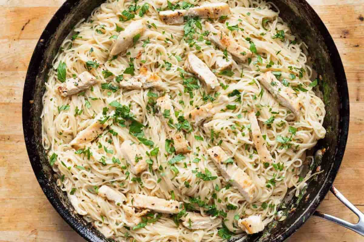 Mediterranean Angel Hair Pasta with Chicken