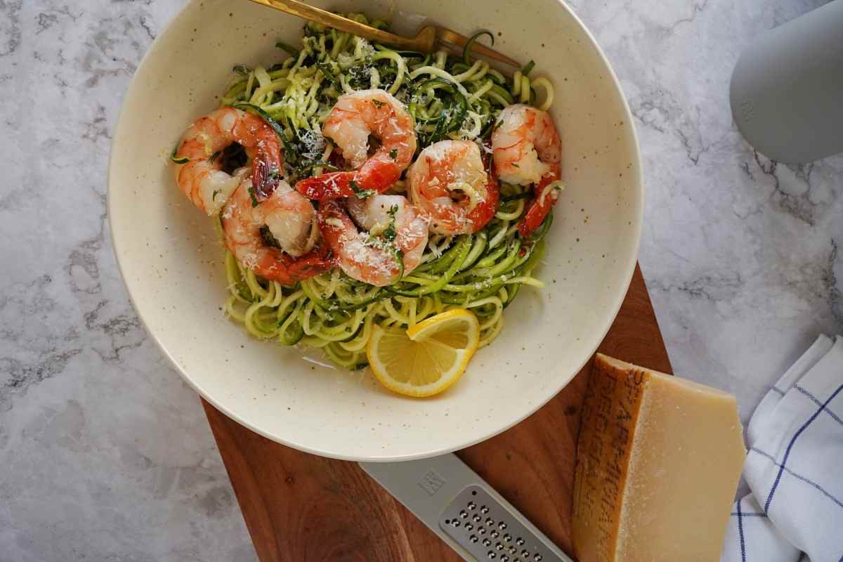 Keto Garlic Shrimp Zucchini Pasta