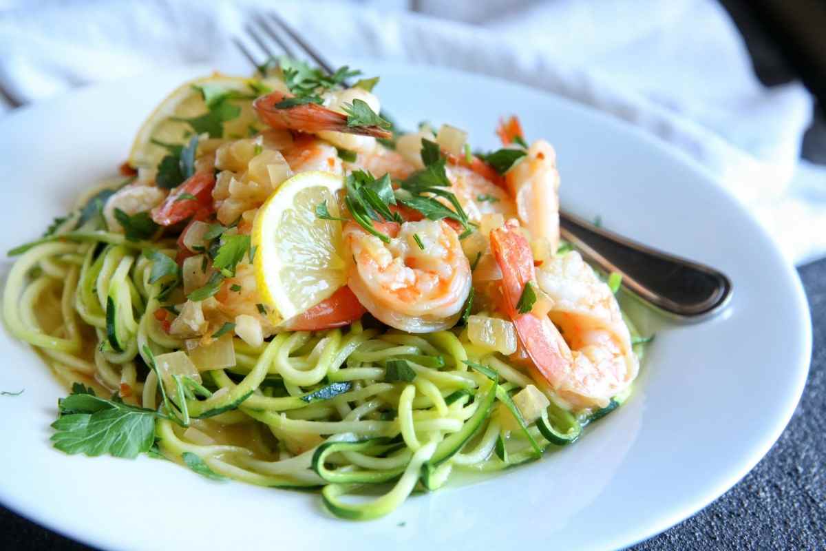 Keto Garlic Shrimp Zucchini Pasta