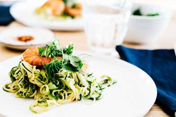 Roasted Lemon Shrimp Zucchini Pasta with Easy Recipe